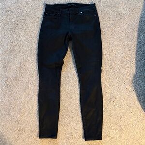 7 For All Mankind Size 25 Jet Black Denim Skinny Jeans